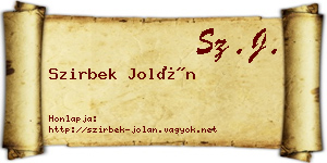 Szirbek Jolán névjegykártya